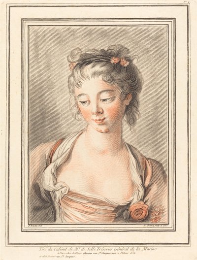 Busto de una joven mirando hacia abajo, 1773 o más tarde de Louis Marin Bonnet