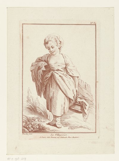 Dorpsmeisje La Villageoise (título sobre objeto) de Louis Marin Bonnet