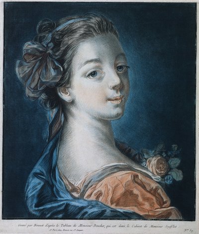 Cabeza de una mujer Mme. Deshayes, c. 1771 de Louis Marin Bonnet
