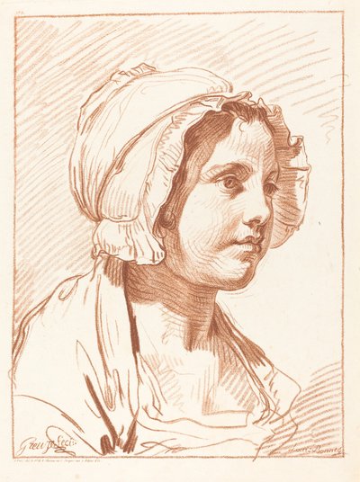Cabeza de una joven con gorra, antes de 1764 de Louis Marin Bonnet