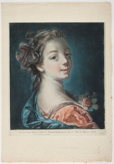 Retrato de una joven con una rosa en el vestido de Louis Marin Bonnet