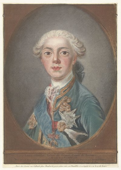 Retrato de Louis Stanislas Xavier de Francia Louis-Stanislas-Xavier de Francia, conde de Provenza (título sobre el objeto) de Louis Marin Bonnet