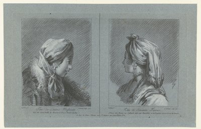 Retrato de una lechera moscovita y una criada finlandesa Tête de laitiere Moscovita (título sobre objeto) Tête de Servante Finoise (título sobre objeto) de Louis Marin Bonnet