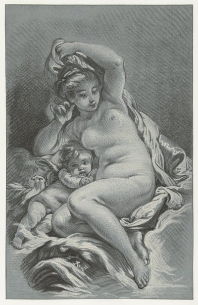 Venus en Cupido Venus y Cupido sobre un delfín de Louis Marin Bonnet