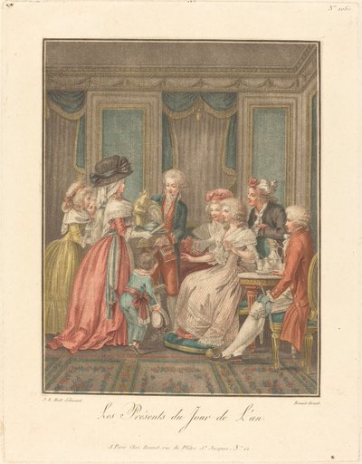Los regalos del día de Año Nuevo de Louis Marin Bonnet after Jean Baptiste Hüet, I