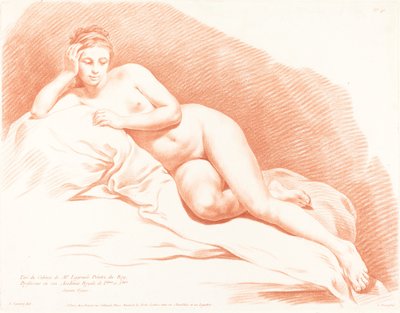 Desnudo femenino reclinado de Louis Marin Bonnet after Louis Jean François Lagrenée