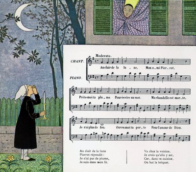 Partitura e ilustración de la canción infantil 