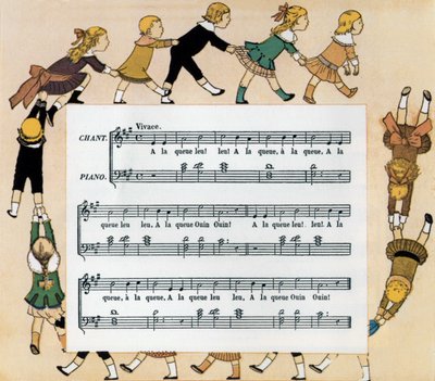 Partitura e ilustración de la canción infantil 
