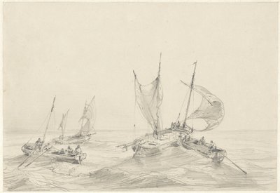 Mar con barcos de pesca de Louis Meijer