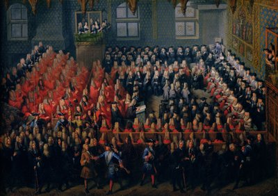 Cama de Justicia celebrada en el Parlamento de París, 12 de septiembre de 1715 de Louis Michel Dumesnil