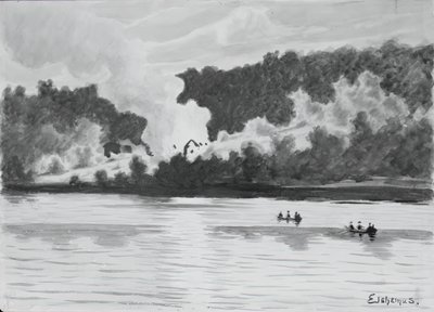 Incendio visto desde East Lyme, Connecticut de Louis Michel Eilshemius
