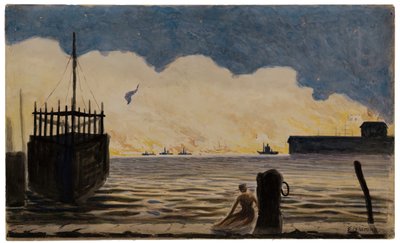 Niña en un muelle, c. 1900 de Louis Michel Eilshemius