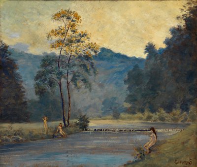 Tres chicas y río de Louis Michel Eilshemius