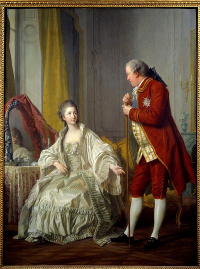 Retrato del Marqués y la Marquesa de Marigny. Abel-Francois Poisson de Vandieres, Marqués de Marigny, director de los edificios del rey (1727-1781) y su esposa Julie Filleul (1751-1822), hija de Luis XV de Louis Michel van Loo