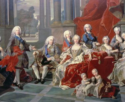 131 0794093/1 La familia de Felipe V de España (1683-1746) detalle que representa al rey, su segunda esposa Isabel Farnesio y el futuro Fernando VI de Louis Michel van Loo
