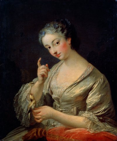 Dama con un pájaro, siglo XVIII de Louis Michel van Loo