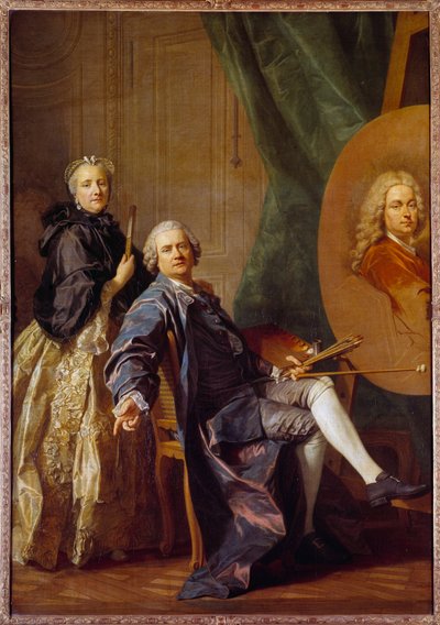 Louis Michel Van Loo trabajando en el retrato de su padre Jean Baptiste Van Loo de Louis Michel van Loo