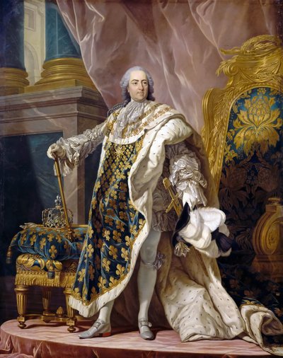 Retrato de Luis XV en su traje real de Louis Michel van Loo