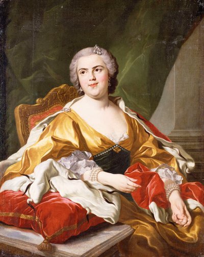 Retrato de Louise Elisabeth de Bourbon, Duquesa de Parma, sentada, tres cuartos de longitud de Louis Michel van Loo