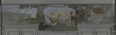 Pierrot et Colombine - Modelo para el comedor de Jean Coquelin, Villa Longchamp, Neuilly, hacia 1900 (óleo) de Louis Morin