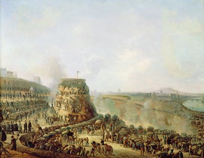 El Emperador Napoleón III (1808-73) y la Emperatriz Eugenia (1829-1920) visitando la colina de Chaillot, 1867 de Louis Moullin