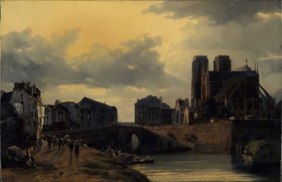 El chevet de Notre-Dame y el puente del Hôtel-Dieu de Louis Nicolas Matout