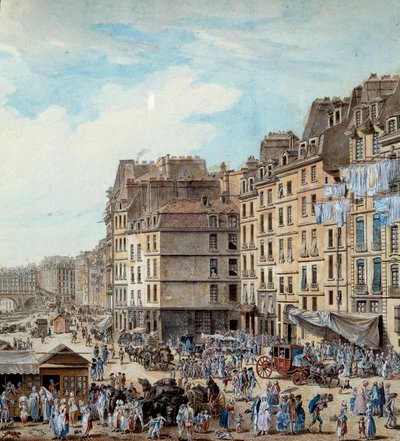 Vida marítima en los muelles del puerto de París en 1782 (detalle) de Louis Nicolas de Lespinasse