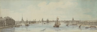 Vista de las orillas del río Neva entre el Palacio de Invierno y la Academia de Ciencias de Louis Nicolas de Lespinasse