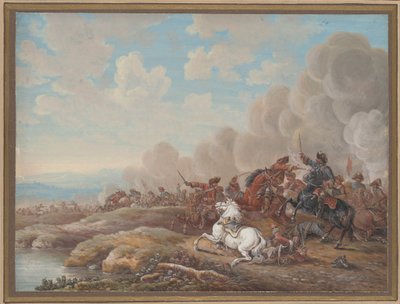 Batalla de caballería junto a un río de Louis Nicolas van Blarenberghe