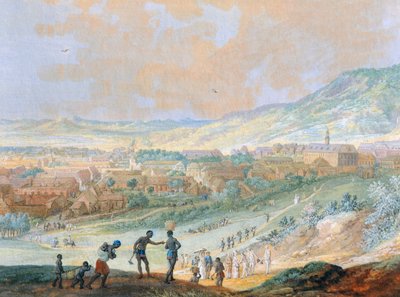 La ciudad de Cap Francais (actual Cap-Haitien) en Haití de Louis Nicolas van Blarenberghe