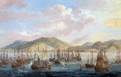 Vista de la ciudad de Cabo Francés (Cabo de la República) vista al mar en Santo Domingo. Detalle de Louis Nicolas van Blarenberghe