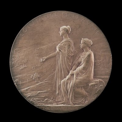 Personificaciones de confianza e industria en un paisaje [reverso] de Louis Oscar Roty