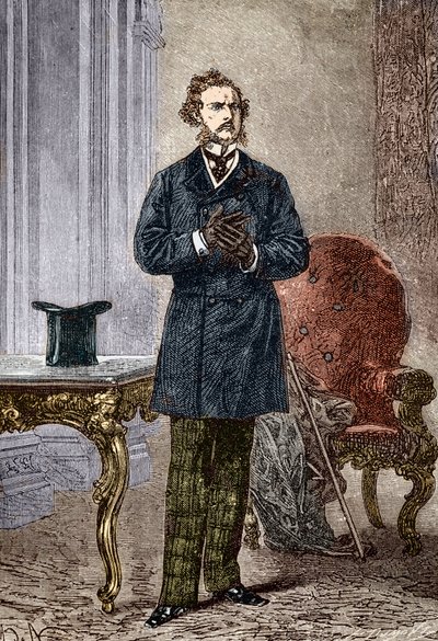 Retrato de Phileas Fogg, personaje de "La vuelta al mundo en ochenta días" novela de aventuras de Julio Verne ilustrada por Louis Paul Pierre Dumont (1822-1882) en 1872 (Phileas Fogg del frontispicio de "La vuelta al mundo en ochenta días" de Julio Verne ( de Louis Paul Pierre Dumont