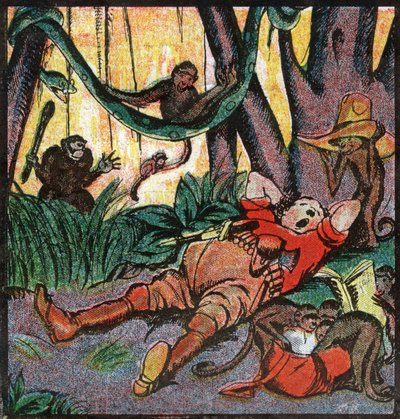 Nestor Fenleroc, colono europeo cazando en África. 1923 (grabado) de Louis Peltier