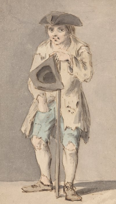 Mendigo con bastón y sombrero tricornio de Louis Philippe Boitard