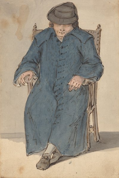 Hombre dormido con un largo abrigo azul de Louis Philippe Boitard