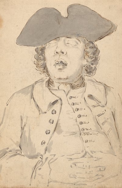 Hombre dormido con la boca abierta y las manos cruzadas de Louis Philippe Boitard