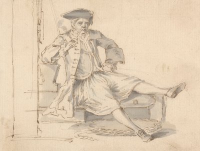 Oficial naval sentado fumando de Louis Philippe Boitard