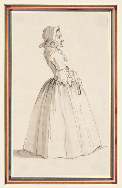 Mujer de pie, mirando a la derecha (lápiz, pluma y tinta y acuarela sobre papel) de Louis Philippe Boitard
