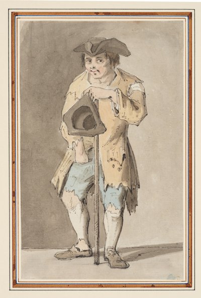 Estudio de un mendigo (lápiz, pluma y tinta y acuarela sobre papel) de Louis Philippe Boitard