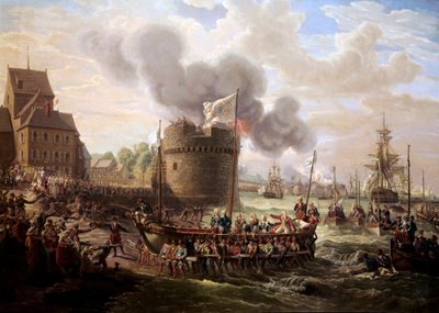 El rey Luis XVI visita las obras del puerto de Cherburgo el 23/06/1786 de Louis Philippe Crepin