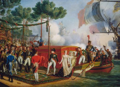 Napoleón Bonaparte y María Luisa desembarcan en Amberes de Louis Philippe Crepin