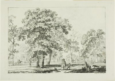 Personas caminando en un bosque de Louis Pierre Baltard