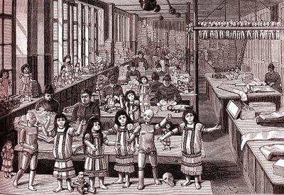 Fábrica de muñecas, sala de expedición, de "La Nature" de Louis Poyet