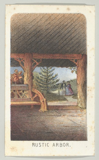 Cenador rústico, de la serie, Vistas en Central Park, Nueva York, Parte 3, 1864 de Louis Prang