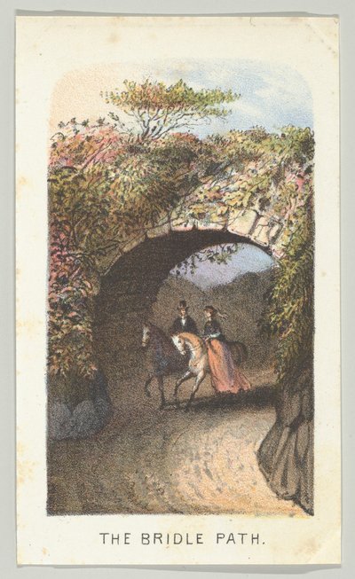 El sendero de las bridas, de la serie, Vistas en Central Park, Nueva York, Parte 2, 1864 de Louis Prang