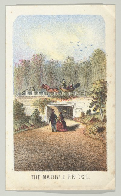 El Puente de Mármol, Cerca del Lago, de la serie, Vistas en Central Park, Nueva York, Parte 3, 1864 de Louis Prang