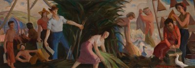 Estudio mural de la cosecha, Oficina de Correos de Abbeville, Luisiana, ca. 1938-1939 de Louis Raynaud