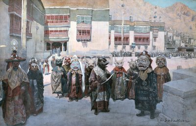 Festival de primavera en el Monasterio Himis, Tíbet de Louis Remy Sabattier