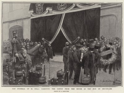 El funeral de M. Zola, llevando el ataúd desde la casa en la Rue de Bruxelles de Louis Remy Sabattier